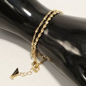 Sterling Forever Double Row Of 18k Goldplated Sterling Silver Bracelet Size 8+1"